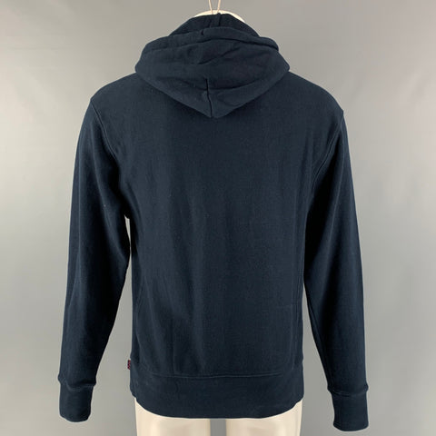 ROWING BLAZERS Size S Navy White Logo Cotton Hooded Sweatshirt