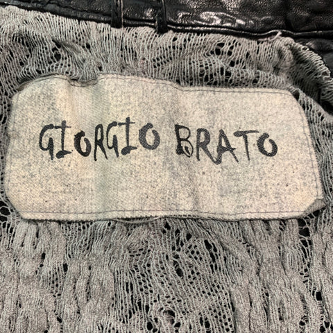 GIORGIO BRATO Chaqueta con botones de cuero negro talla 4