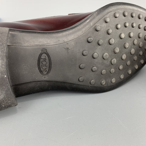 TOD'S Size 8.5 Burgundy Leather Tassels Loafers