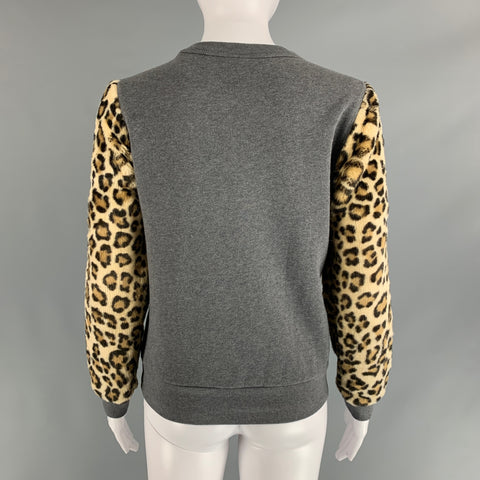 DRIES VAN NOTEN Size XS Gray Brown Cotton Animal Crew-Neck Sweater