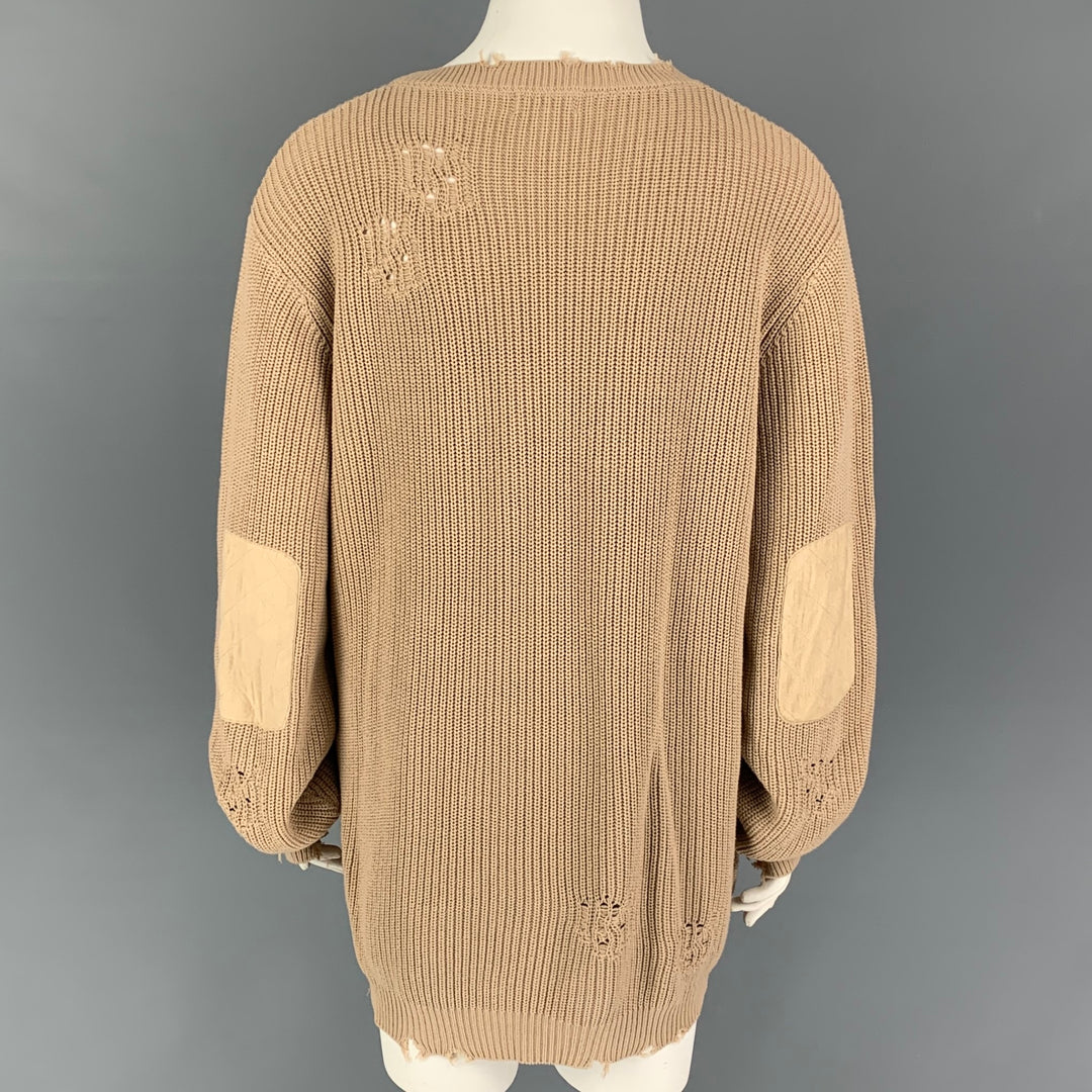 SER.O.YA Size L Beige Cotton Distressed Sweater