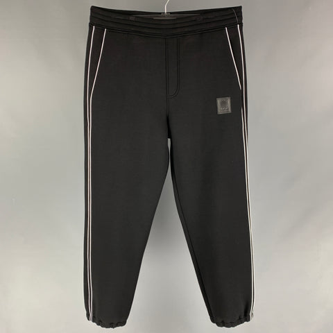 NEIL BARRETT Size XL Black White Stripe Viscose Casual Pants