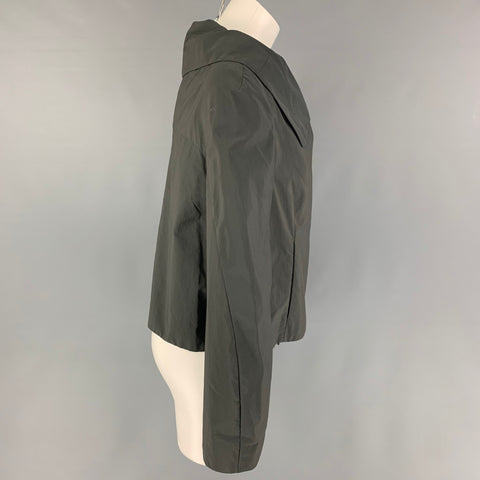 MARNI Size 2 Slate Cotton Nylon Hidden Snaps Cropped Jacket
