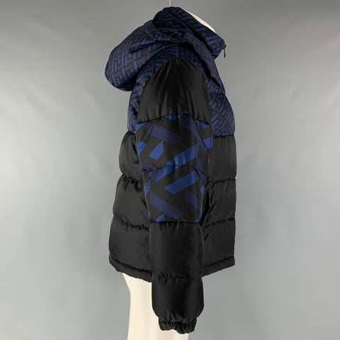 VERSACE  Size 36 Black Navy Logo Nylon Padded Jacket