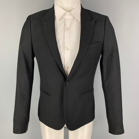 THE KOOPLES Size 36 Black Wool Peak Lapel Sport Coat