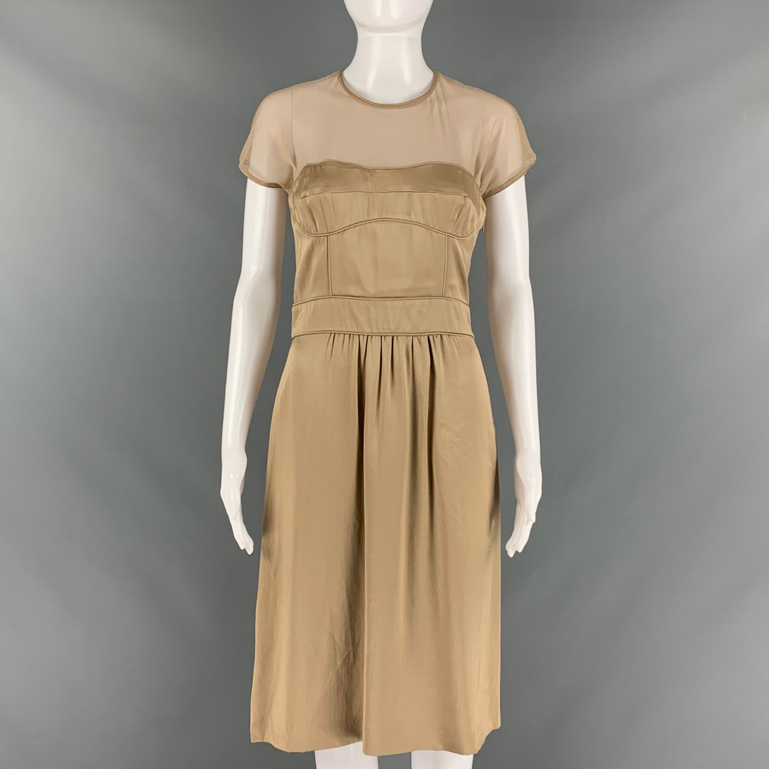 knee length beige dress Knee Length Yellow Graduation Dresses for Teens V Neck Hoco Dress SD12 –  Viniodress