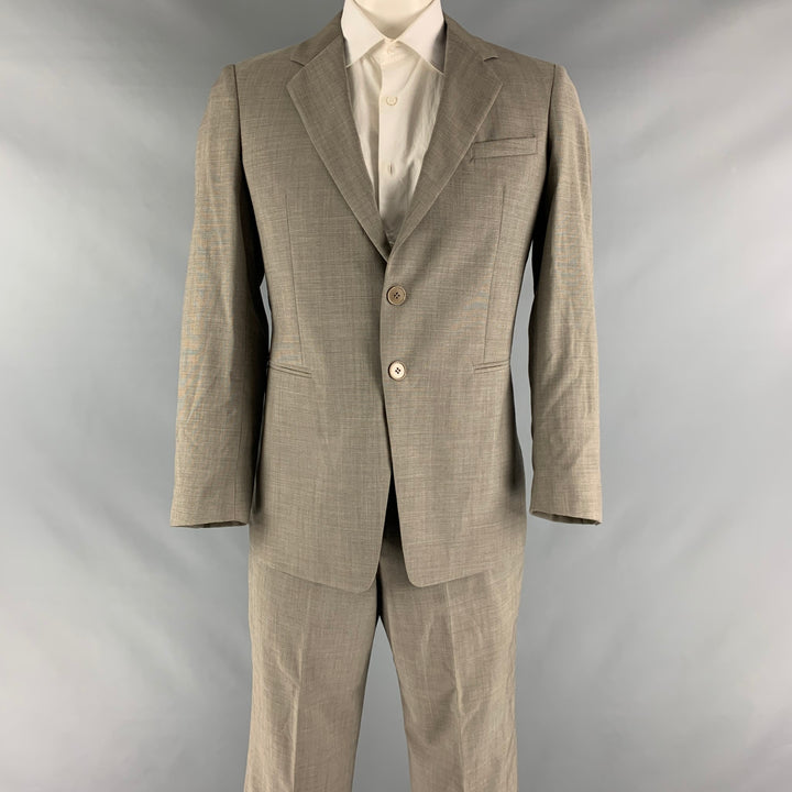 EMPORIO ARMANI Talla 42 Traje con solapa de muesca de lana lisa color topo