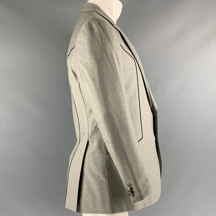 BRIONI Size 40 Grey Contrast Stitch Wool Single Breasted Sport Coat