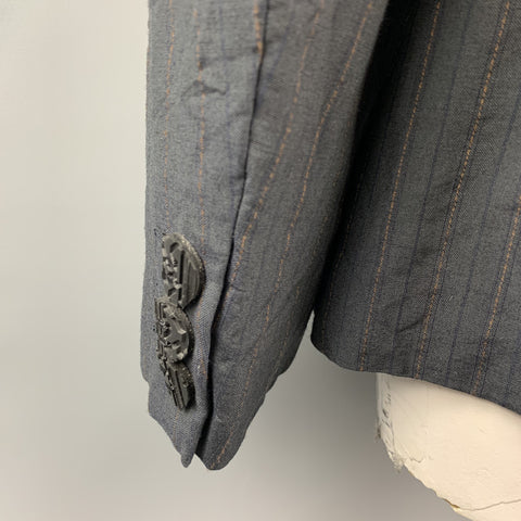 COMME des GARCONS HOMME PLUS Size XL Slate Vertical Stripe Wool Blend Sport Coat