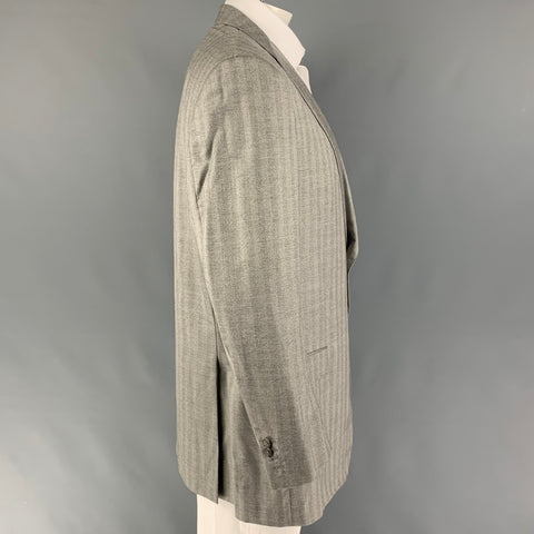 ERMENEGILDO ZEGNA Talla 50 Abrigo deportivo largo en espiga gris claro