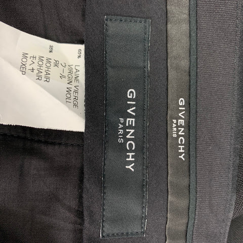 GIVENCHY Size 32 Black Wool Mohair Tuxedo Dress Pants