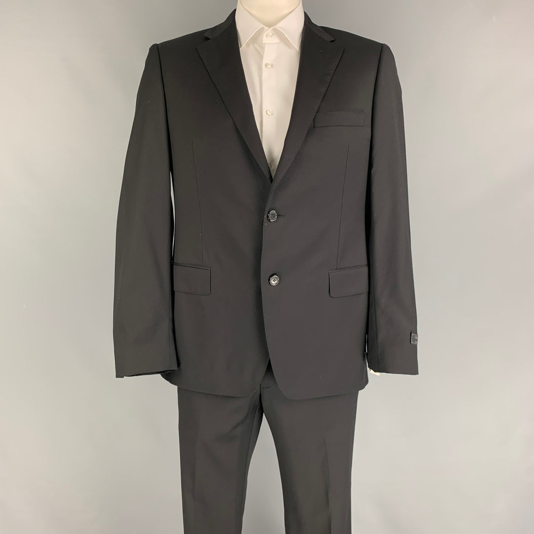 SAKS FIFTH AVENUE de SAMUELSOHN Talla 42 Traje regular de solapa de muesca de lana negra