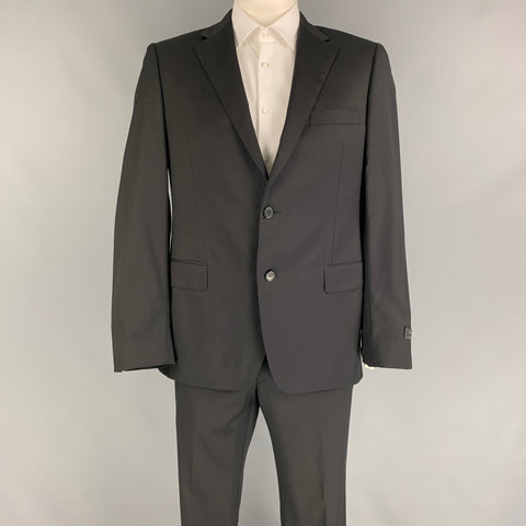 SAKS FIFTH AVENUE by SAMUELSOHN Size 42 Regular Black Wool Notch Lapel Suit