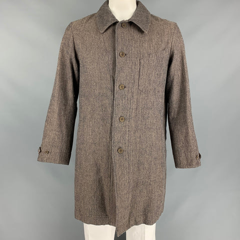 45rpm Size L Tan & Navy Herringbone Cotton Buttoned Coat