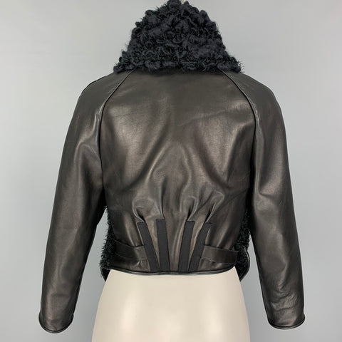 PORTS 1961 Talla 4 Chaqueta frontal abierta texturizada de mezcla de lana negra