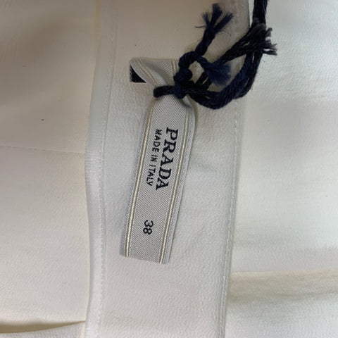 PRADA Falda plisada de mezcla de algodón color crema talla 2