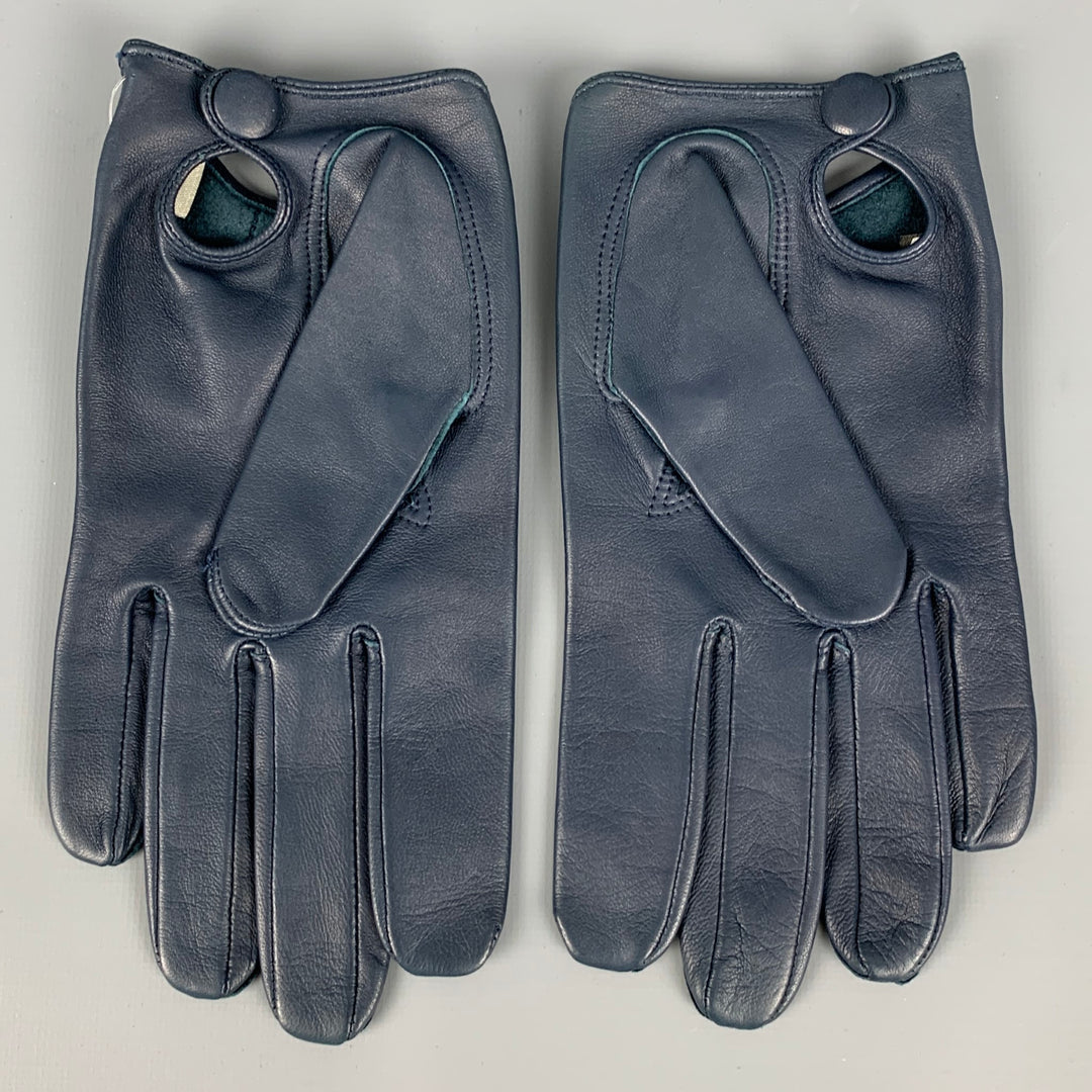 Navy Lambskin Leather Gloves