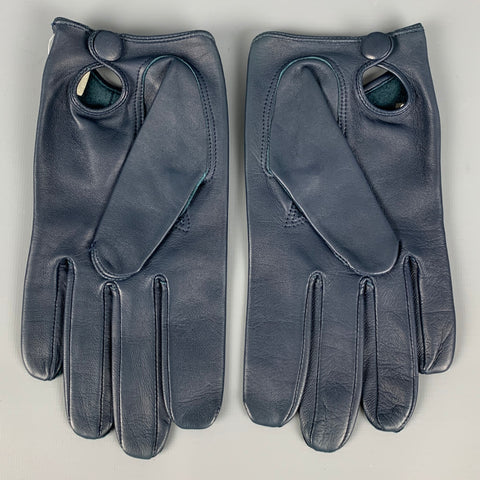 MAISON FABRE Size 8.5 Navy Lambskin Leather Gloves