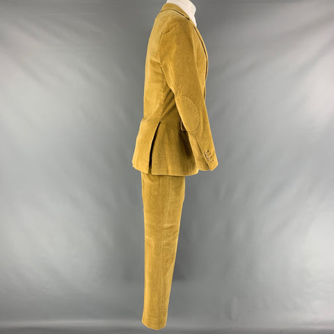 SAKS FIFTH AVENUE Size 40 Yellow Corduroy Notch Lapel Suit