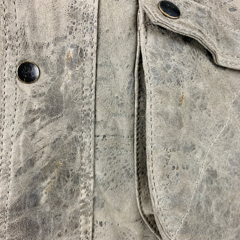 ALLSAINTS Size L Grey Suede Zip Snaps Jacket