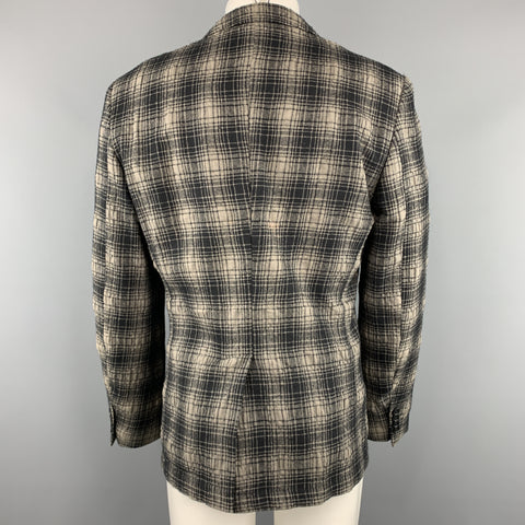 PS by PAUL SMITH Taille de poitrine 40 Manteau de sport en laine / coton à carreaux noir et gris