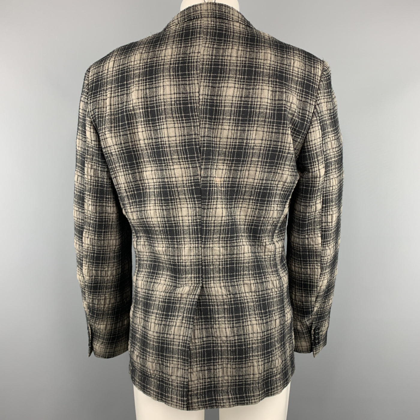 PS by PAUL SMITH Chest Size 40 Plaid Black & Grey Wool / Cotton Sport Coat