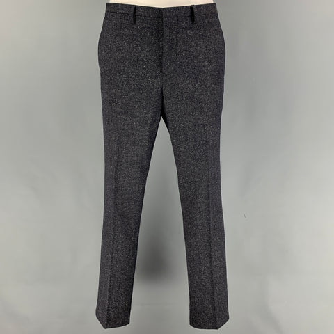 EMPORIO ARMANI Size 34 Navy Beige Heather Wool Silk Notch Lapel Suit