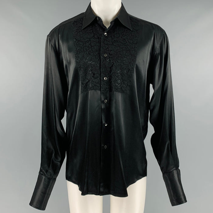 MOSCHINO Size M Black French Cuff Long Sleeve Shirt