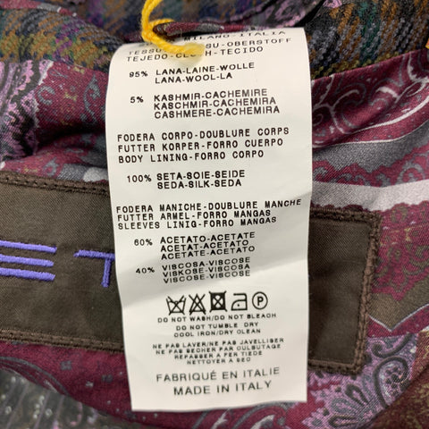 ETRO Size 46 Multi-Color Purple Plaid Wool Notch Lapel Sport Coat