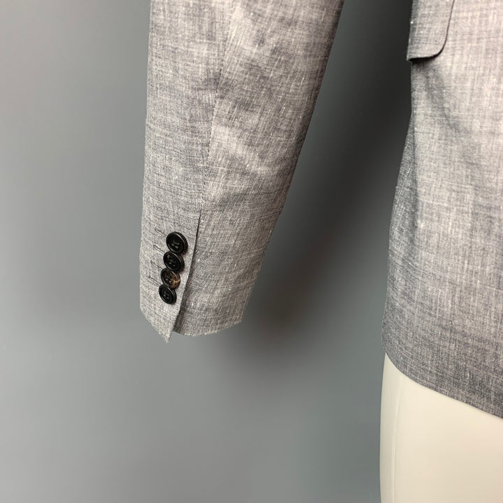 THEORY Size 38 Grey Linen Blend Notch Lapel Sport Coat