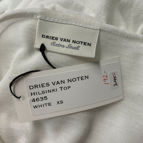 DRIES VAN NOTAN Talla XS Top casual extragrande de algodón blanco con volantes