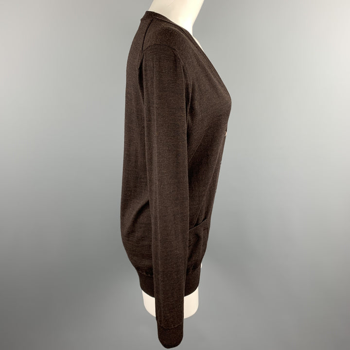 DOLCE & GABBANA Size 6 Brown Knitted Virgin Wool Cardigan
