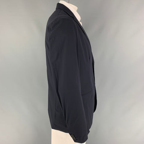 EMPORIO ARMANI Talla 44 Abrigo deportivo de poliamida azul marino con solapa de muesca