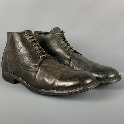 GUIDI Size 12 Black Distressed Leather Desert Boots