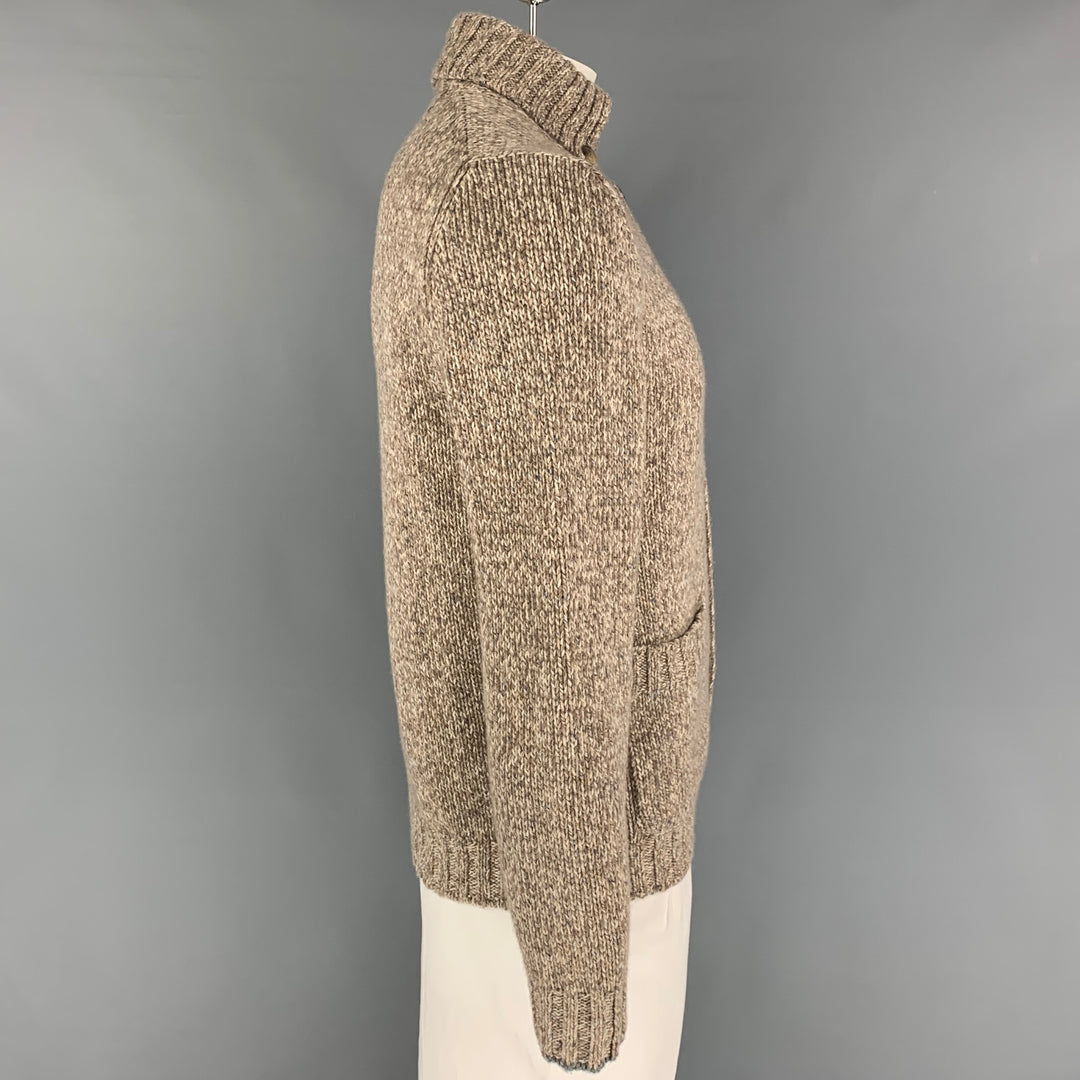 BRUNELLO CUCINELLI Size 42 Taupe Cream Knit Cashmere Cardigan