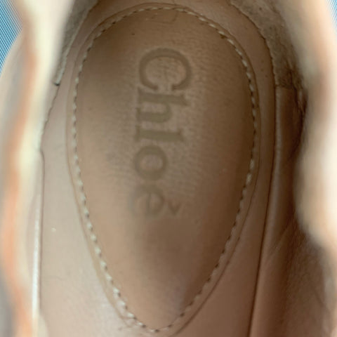 CHLOE Size 8.5 Beige Leather Solid Ballet Flats