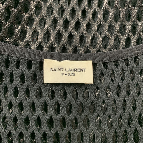 SAINT LAURENT Black Mesh Casual Tank Top