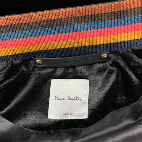 PAUL SMITH Size M Black Velvet Zip Up Bomber Jacket