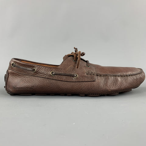 DSQUARED2 Size 10 Brown Leather Driver Sole  Loafers