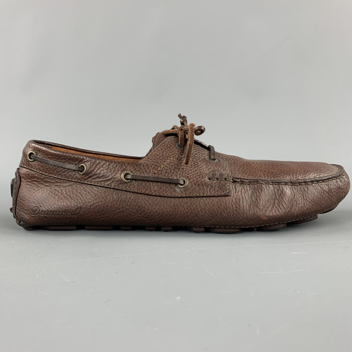 DSQUARED2 Size 10 Brown Leather Driver Sole  Loafers