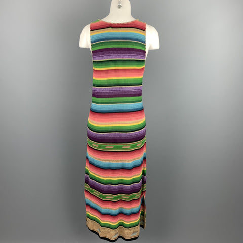 RALPH LAUREN Taille M Robe sans manches en mélange de soie tricotée multicolore