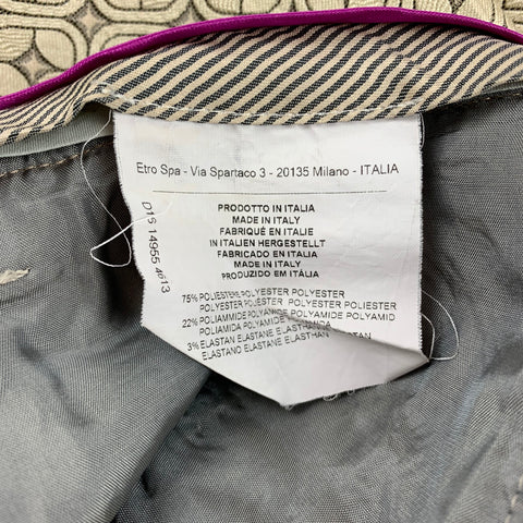 ETRO Size 2 Taupe & Beige Jacquard Polyester Blend Dress Pants
