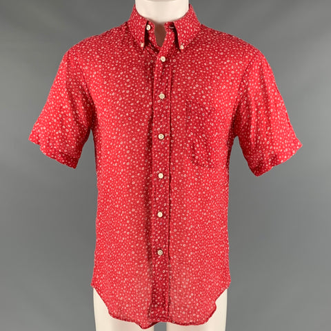 UNIONMADE Camisa Manga Corta Lino Floral Blanco Rojo Talla M