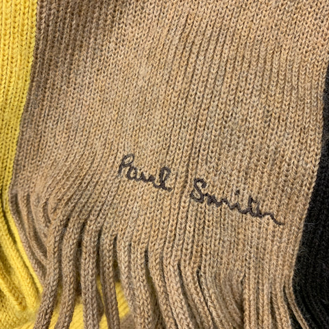 PAUL SMITH Knitted Size One Size Multi-Color Wool Fringe Scarf
