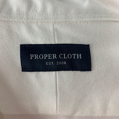 PROPER CLOTH Talla XXL Camisa blanca de manga larga con botones de algodón liso