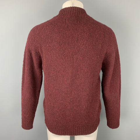 HOWLIN Size M Burgundy Knitted Wool Buttoned Cardigan Sweater