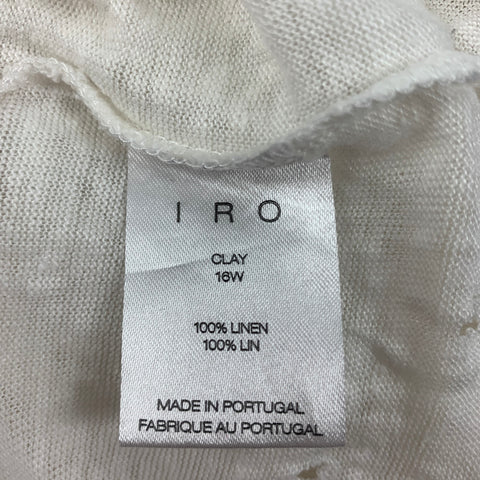 IRO Size S White Distressed Linen Crew-Neck Clay T-shirt