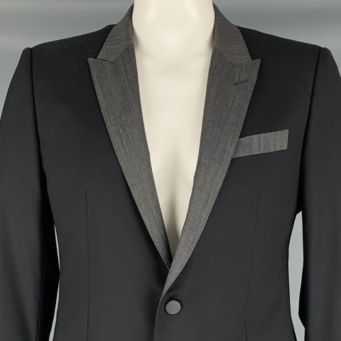 DOLCE &amp; GABBANA Taille 42 Manteau de sport en mélange de laine gris noir