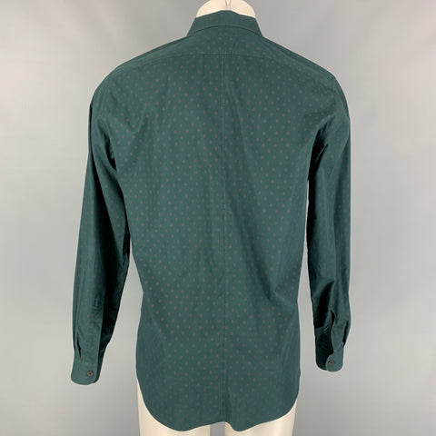 DRIES VAN NOTEN Size M Dark Green & Brown Rhombus Cotton Long Sleeve Shirt