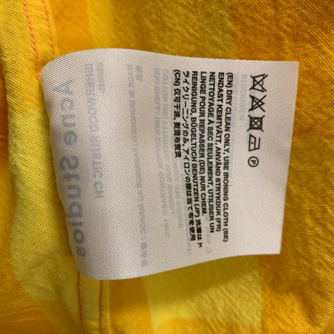 ACNE STUDIOS Size M Yellow Orange Squares Cotton Button Down Short Sleeve Shirt